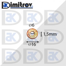 Дифтунга Ø  6 х Ø 16 х 1,5 mm медна